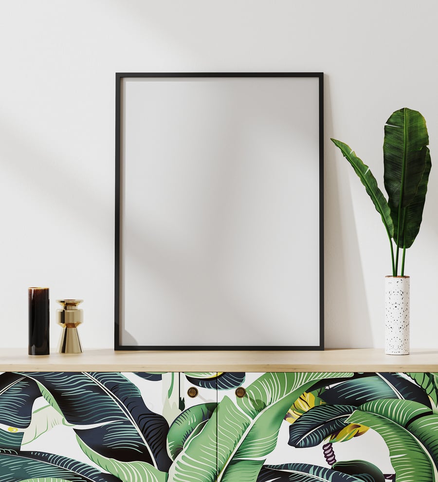 Blank Poster Frames Mockup in Tropical Mood